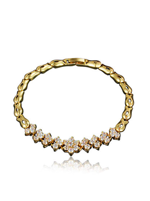 Gold Elegant 18K Gold Plated Flower Shaped Zircon Bracelet