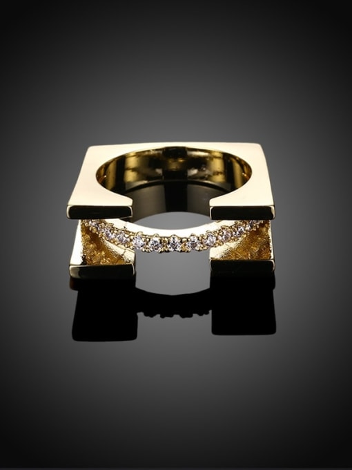 Ronaldo Exquisite Gold Plated Square Shaped Zircon Ring 1