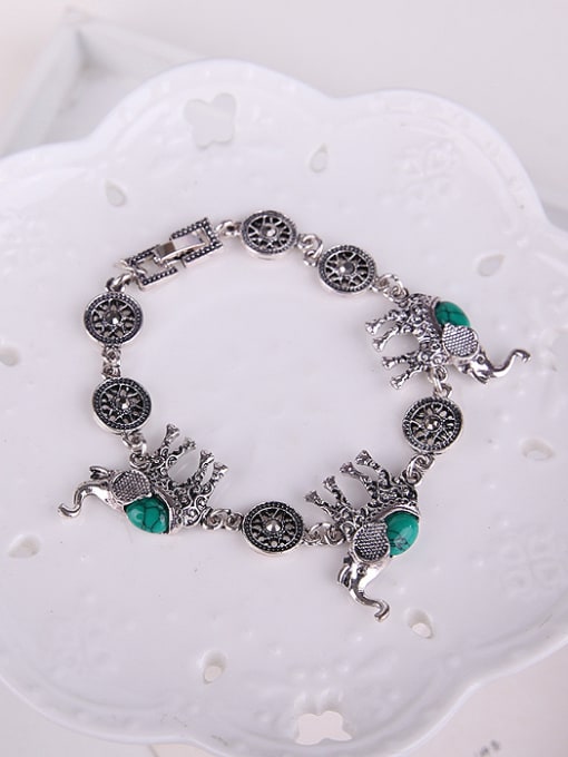 BESTIE Alloy Antique Silver Plated Vintage style Artificial Stones Elephant Three Pieces Jewelry Set 2