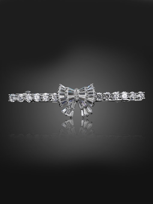 Wei Jia Simple Little Bowknot Cubic AAA Zirconias Copper Hairpin