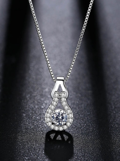 RANSSI Fashion Shiny Cubic Zirconias Water Drop Necklace 3