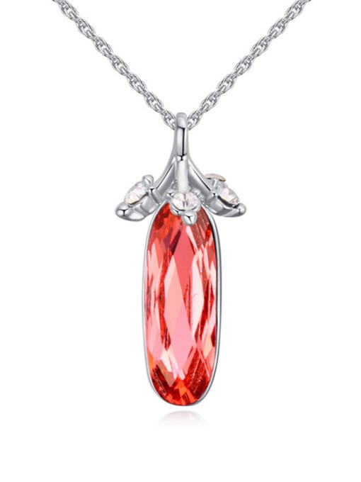red Simple Shiny austrian Crystal Platinum Plated Necklace