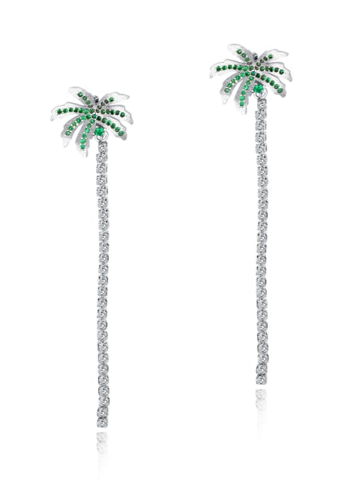 700-White Copper With White Gold Plated Fashion cocoa palm Stud Earrings