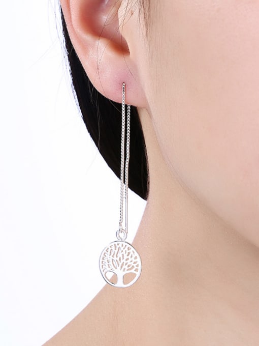 OUXI Simple Tree Patterns Round Line Earrings 1