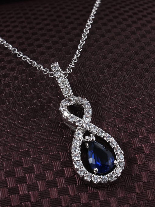 SANTIAGO Beautiful Platinum Plated Water Drop Zircon Necklace 1