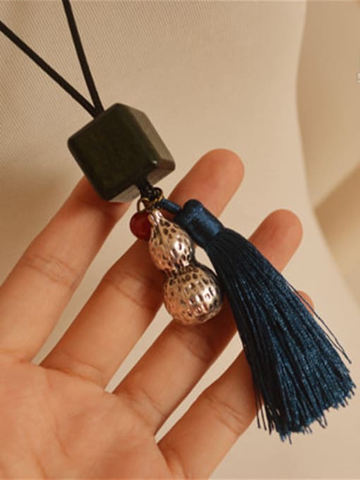 Blue Tassels Retro Peanut Shaped Tassel Necklace