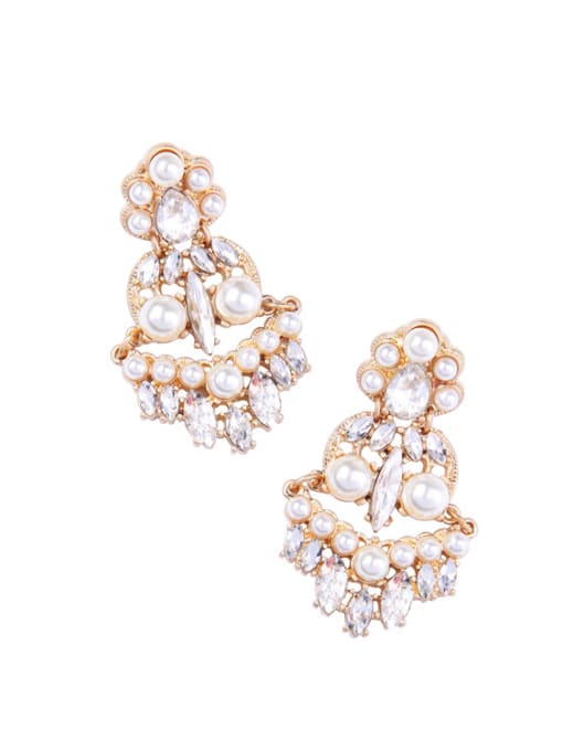 KM Retro Fashion Women Artificial Pearls Drop Earrings 2
