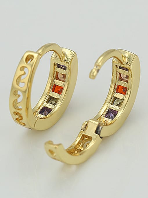 XP Copper Alloy 14K Gold Plated Hollow Multi-color Zircon Clip clip on earring 1