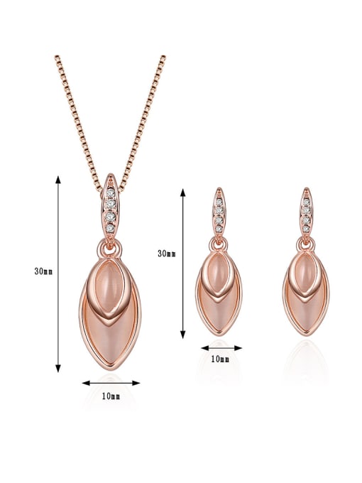 BESTIE Alloy Rose Gold Plated Fashion Artificial Stones Oval shaped Two Pieces Jewelry Set 2