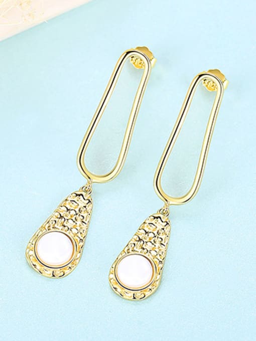 gold 925 Sterling Silver With Gold Plated Personality Water Drop Drop Earrings