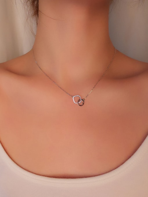 Peng Yuan Simple Tiny Hollow Geometrical Necklace 1