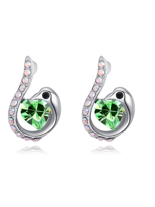 QIANZI Fashion Heart austrian Crystals Swan Alloy Stud Earrings 2