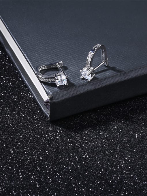 Platinum Luxury Letter U Shaped Zircon Stud Earrings