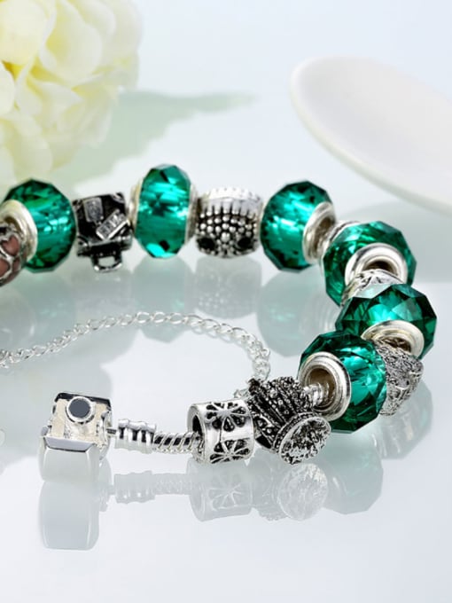 OUXI Fashion Beads Green Glass Bracelet 2