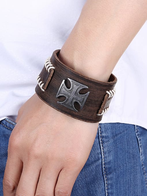 OUXI Personalized Cross Artificial Leather Bracelet 1