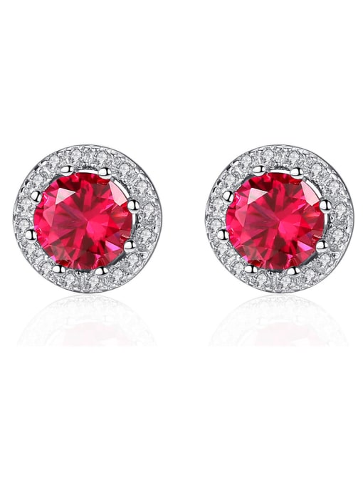 CCUI 925 Sterling Silver With Cubic Zirconia  Delicate Round Stud Earrings 0