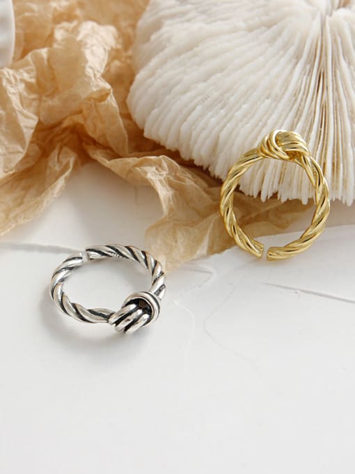DAKA 925 Sterling Silver With Gold Plated Personality Knot Free Size Rings