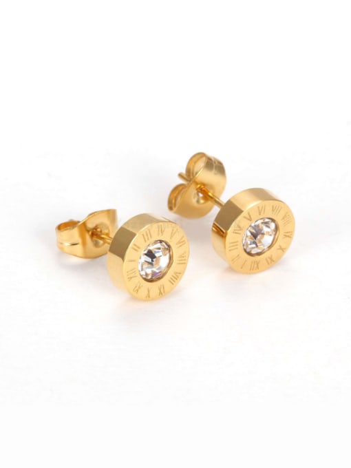 Gold Europe And The United States Of Rome Digital Titanium Anti Allergy With Crystal stud Earring