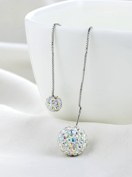 Ronaldo Fashion Ball Shaped Rhinestones Line Earrings 1