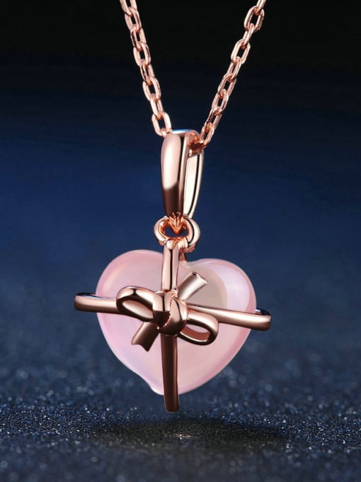 ZK Love Hibiscus Butterfly Knot Rose Gold Plated Pendant 1