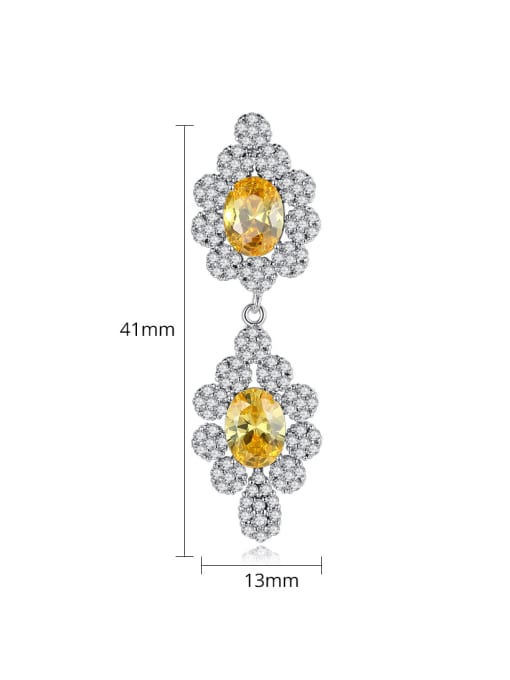 BLING SU Copper With Platinum Plated Luxury Flower Drop Earrings 4