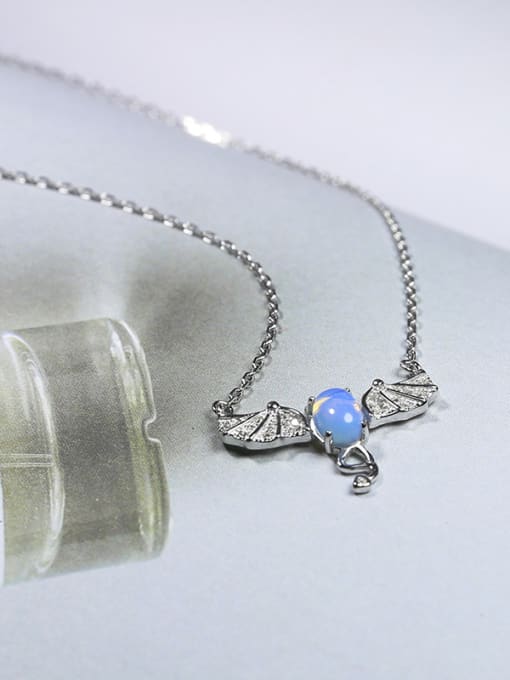 Peng Yuan Personalized Little Bat Blue Stone 925 Silver Necklace 1