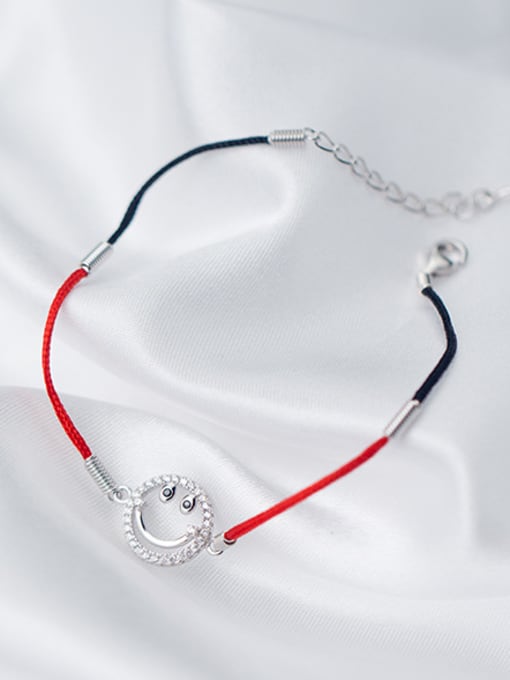 Rosh Sterling silver lovly smile hand-woven red thread bracelet