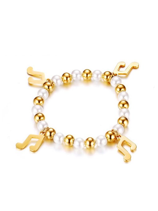 gold All-match Gold Plated Note Shaped Titanium Bracelet