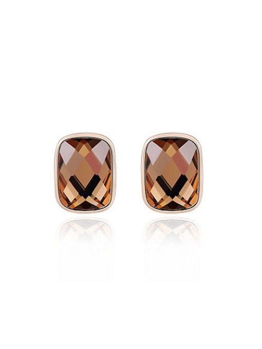 Ronaldo Orange Square Shaped AAA Zircon Stud Earrings 0