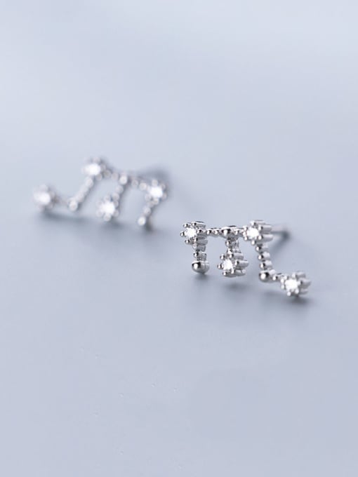 Virgo 925 Sterling Silver With Cubic Zirconia Simplistic Constellation Stud Earrings