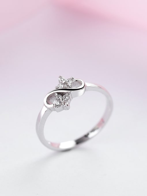kwan Flower Zircons Elegant Wedding Silver Ring 2