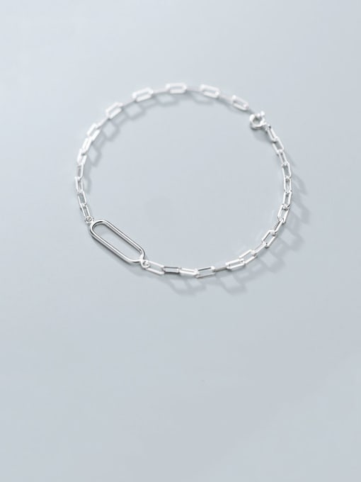 Rosh 925 Sterling Silver With Platinum Plated Simplistic Hollow Geometric Bracelets