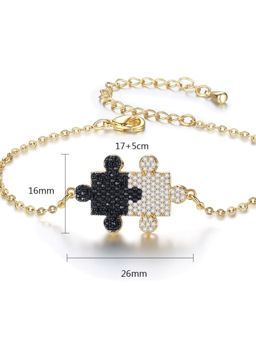 BLING SU Copper inlaid AAA zircons black and white double color puzzle Bracelet 3