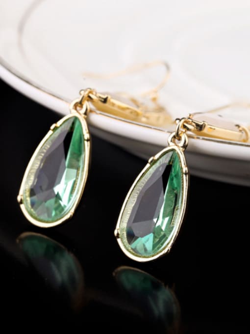 KM Alloy Fashionable Semi-Precious Stones Crystal Water Drop hook earring 2