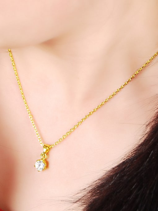 Yi Heng Da Fashion 24K Gold Plated Round Shaped Rhinestone Necklace 1