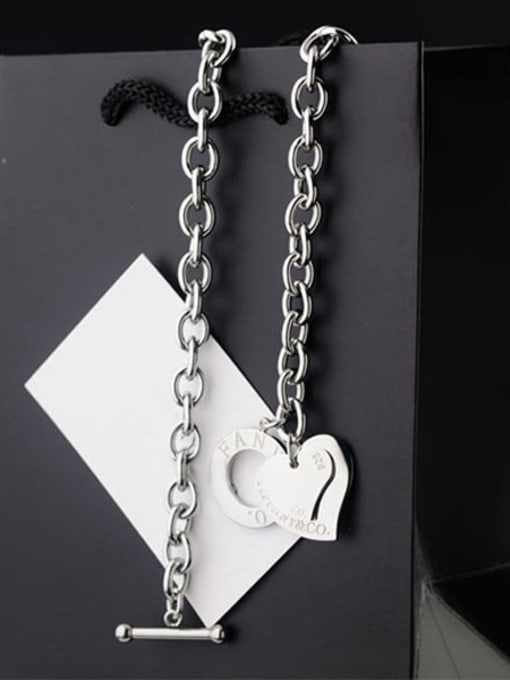 My Model Double Heart-shape Pendant Fashion Titanium Necklace 1