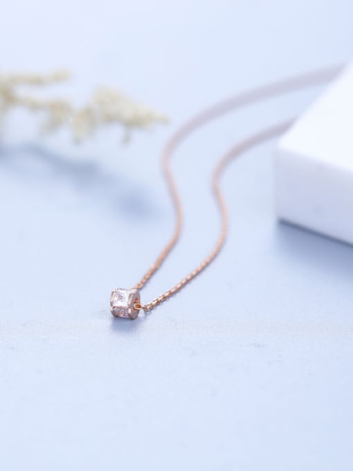 One Silver Rose Gold Zircon Necklace 3