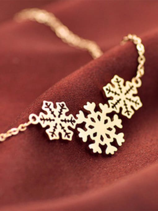 Ya Heng Fashion Snowflakes Rose Gold Plated Copper Necklace 2