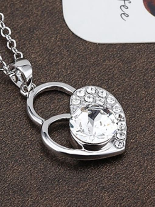 OUXI Fashion Heart shaped Austria Crystal Necklace 4