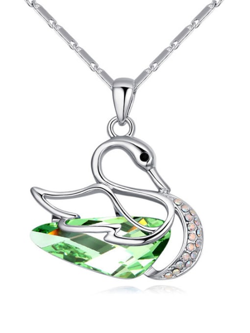 green Exquisite Shiny austrian Crystal Swan Alloy Necklace