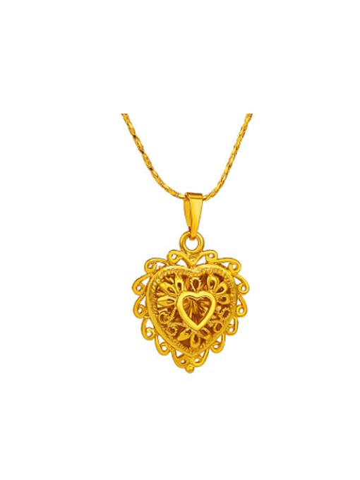 no.2 Copper Alloy Gold Plated Retro style Heart-shaped Pendant
