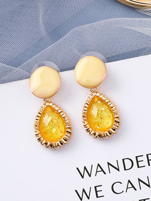 E yellow Alloy With Rose Gold Plated Fashion Water Drop Drop Earrings