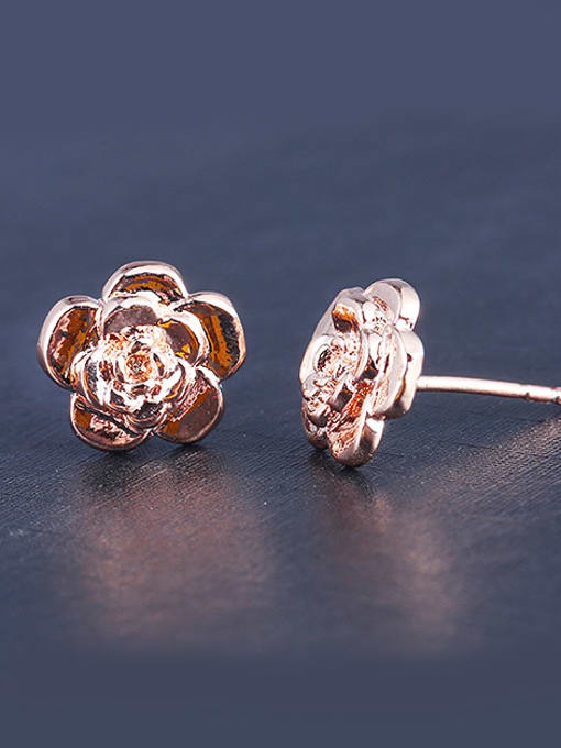 XP Copper Alloy Rose Gold Plated Ethnic style Flower stud Earring 1