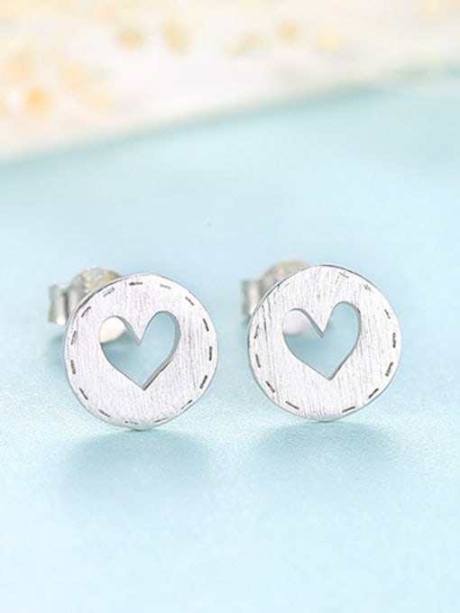 sliver 925 Sterling Silver  Simplistic Heart Stud Earrings