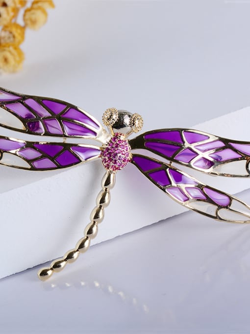 purple Copper With Gold Plated Cute Insect dragonfly Brooches