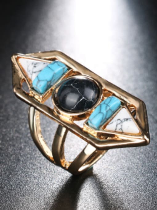 Gujin Personalized Turquoise stones Gold Plated Alloy Ring 1
