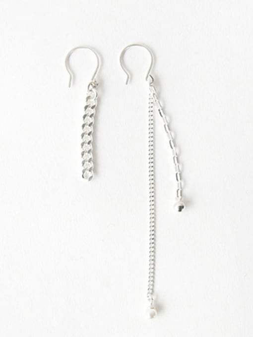 DAKA Asymmetrical style Slim Chain Silver Drop Earrings 3