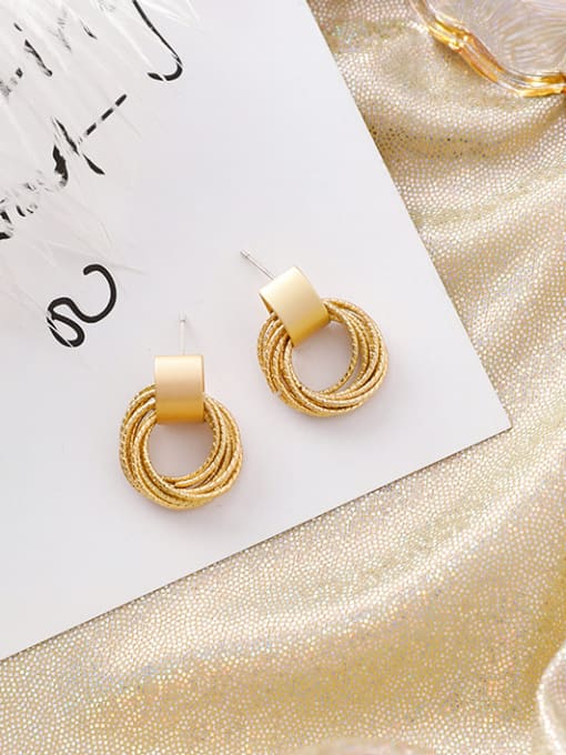 Girlhood Alloy With Gold Plated Personality geometric Round Stud Earrings 2