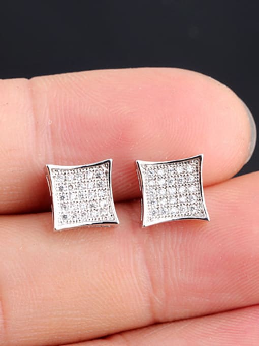 White Square AAA Zircon Europe And The United State Quality stud Earring