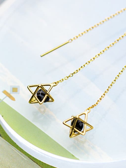 Rosh Trendy Gold Plated Star Shaped Black Zircon Line Earrings 1